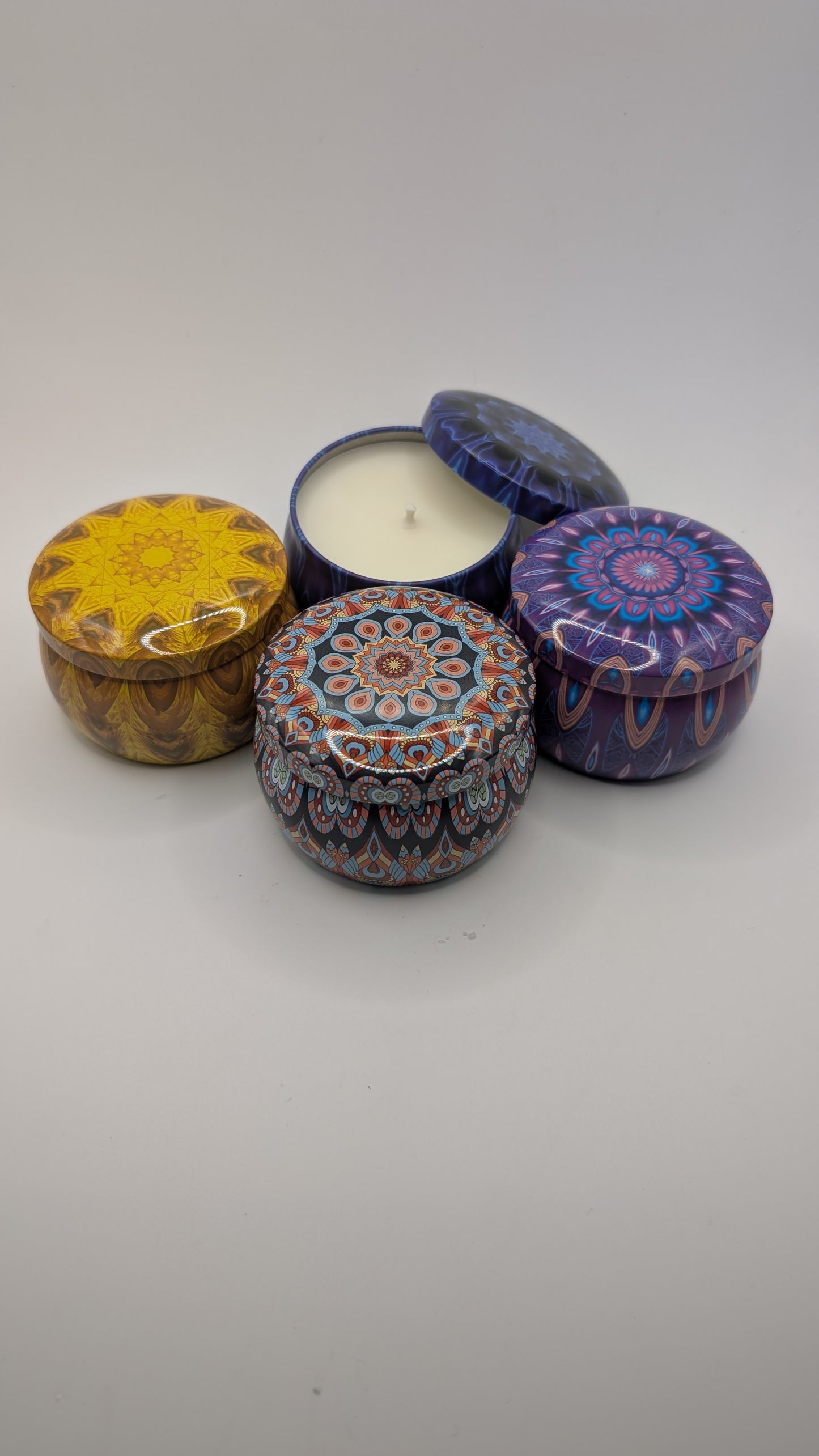 White Iris and Cedar Soy Candle Boho Tins