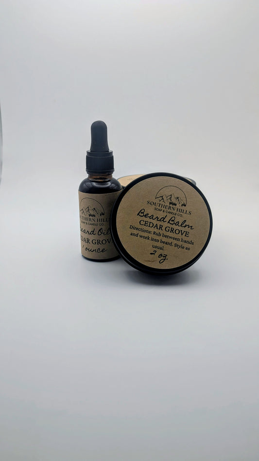 Beard Oil and Beard Balm Set, Cedar Grove