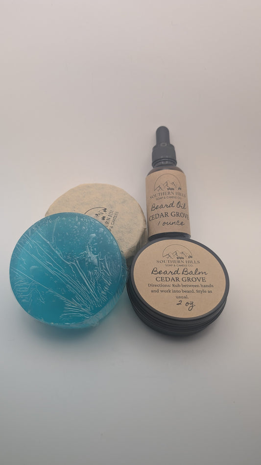 Shampoo and Shave Bar, Beard Oil and Beard Balm Bundle.