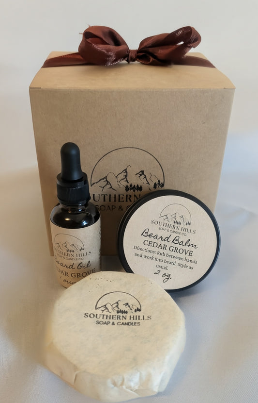 Shampoo and Shave Bar, Beard Oil and Beard Balm Bundle.